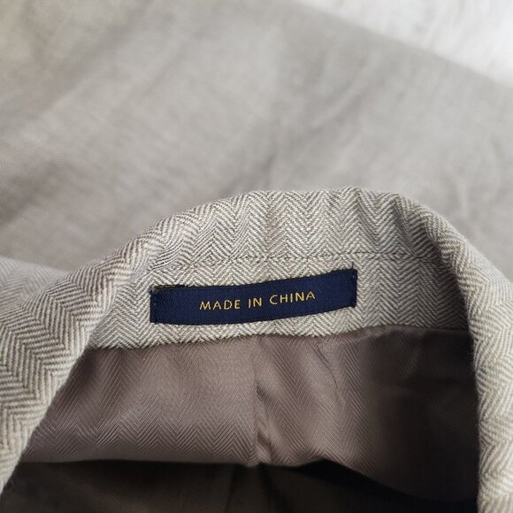 Club Room Men's 42L Linen Blend Sport Coat Blazer Two Button Casual Beige - Picture 14 of 15